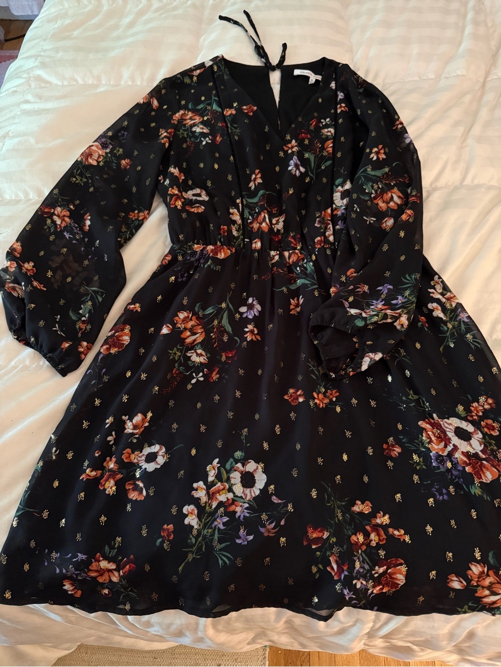 Collective Concepts Black Floral Long-Sleeve Dress